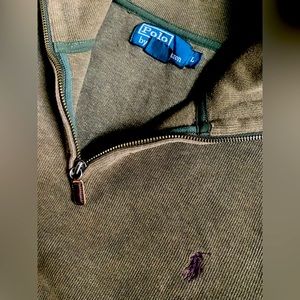 GREEN AND PURPLE POLO PULLOVER QUARTER ZIP SWEATER
